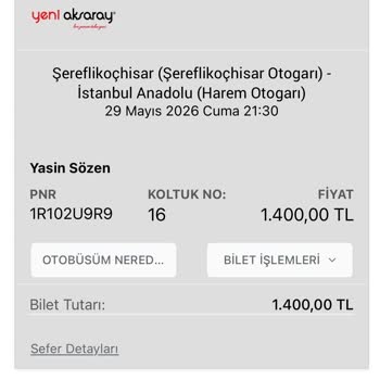 Saat, Koltuk Ve Araç Değişikliği Nedeniyle Yaşanan Mağduriyet