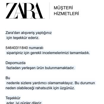 Zara'nın İade Ürünlerini Tanımaması Ve 5.659 TL İade Reddine Şikayet