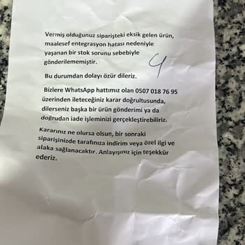 SC Sarvin Eksik Ürün Ve Yanlış Beden Gönderimi, İade Talebim Karşılanmadı