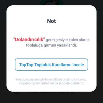 Kalıcı Ban Ve Haksız Suçlama Nedeniyle Toptop Hesabım Kapatıldı