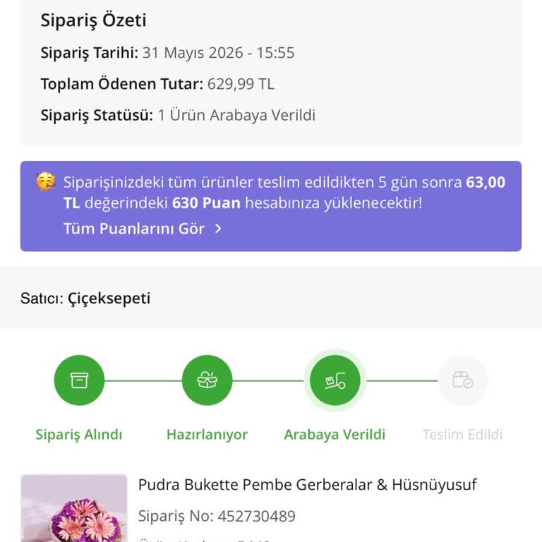 Çiçek Sepeti Çiçek Sepeti Belirtilen Teslimat Saatinde Sipariş Ulaşmadı