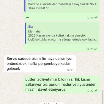 Ayıplı Koltuk Ve Sandalye Takımı Ve Yetersiz Satış Sonrası Destek