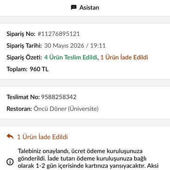 Yanlış Teslim Edilen Sipariş Ve Kısmi İade Karşısında Tam Geri Ödeme Talebi