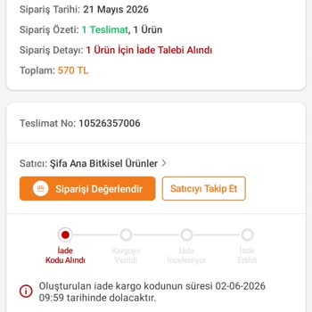 Sağlığımı Tehdit Eden Zeytinyağlı Kudret Narı Ürünü İçin İade İstiyorum