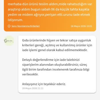Sağlığımı Tehdit Eden Zeytinyağlı Kudret Narı Ürünü İçin İade İstiyorum