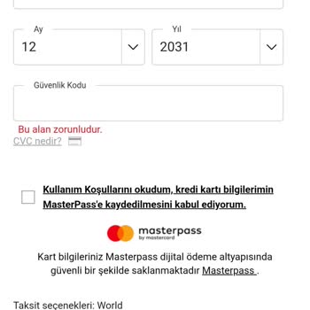 World Kartı 3 Taksit İmkanı Çalışmıyor