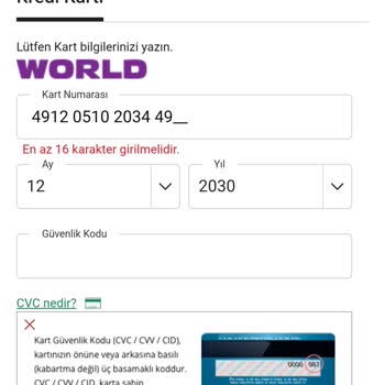World Kartı 3 Taksit İmkanı Çalışmıyor