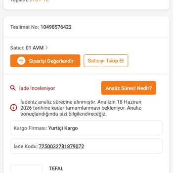 Arızalı Tefal Ütünün Uzun İade Süreci Şikayeti