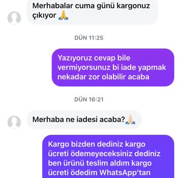 Kargo Ücreti Ücretsiz Olmalı, Alındı Ve İade Yapılmadı; İletişim Engellendi