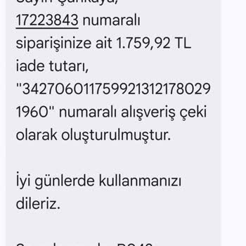 Kartıma Nakit İade Talebi, Hediye Çeki Zorunluluğu Reddedildi