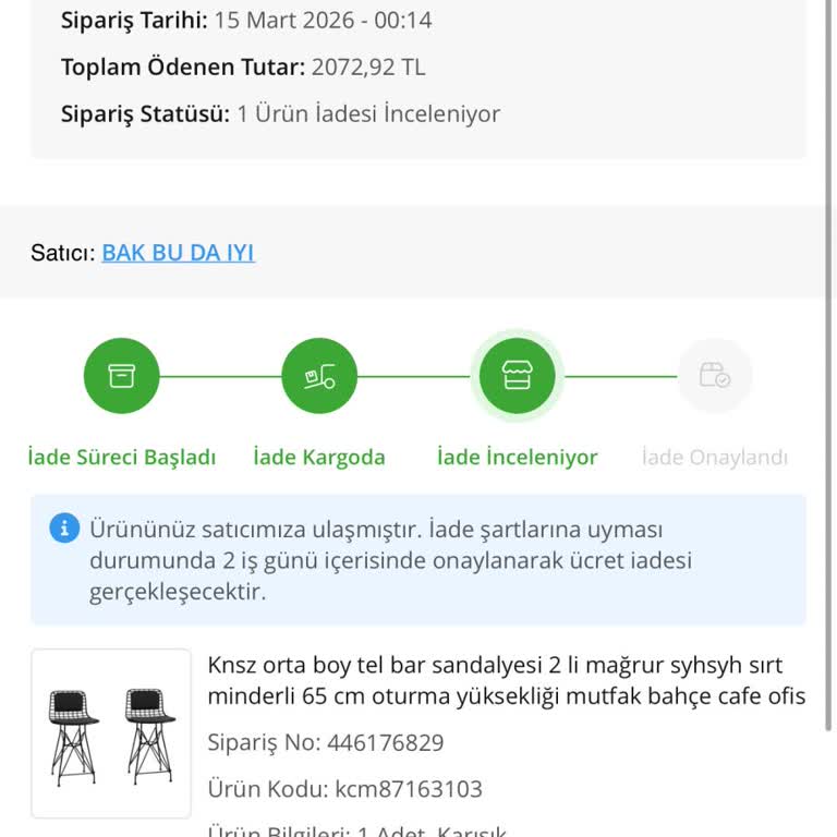 Bak Bu Da İyi Teslim Edilmemiş Siparişin Sistemde İade Olarak Görünmesi Ve İade Edilmemesi