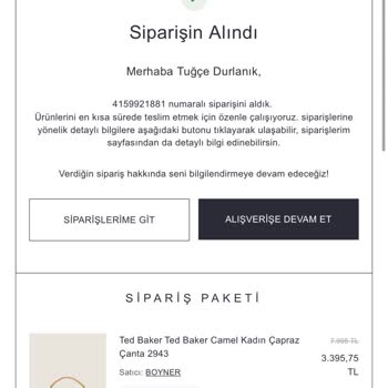 Boyner'den Ted Baker Çantasına Orijinal Toz Torbası Gönderilmedi
