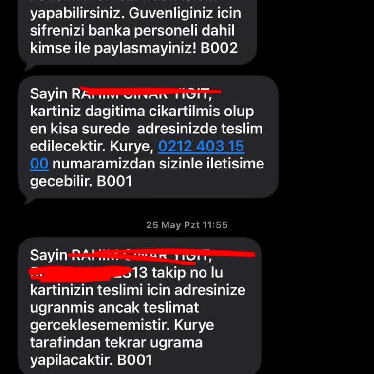 Kuryenet Teslimatı Sorunu Nedeniyle Kartım Elime Ulaşmıyor