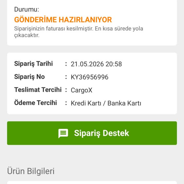 3.330 TL Değerindeki Sipariş Kargoya Verilmedi Ve Özür Talep Ediliyor