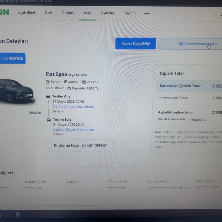 Araç Teslim Edilmemesi Ve Ücret İadesi Talebi