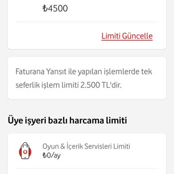 Faturaya Yansıt Limitim 4.500 TL Olmasına Rağmen Uygulamada 13 TL Görünen Sistem Hatası