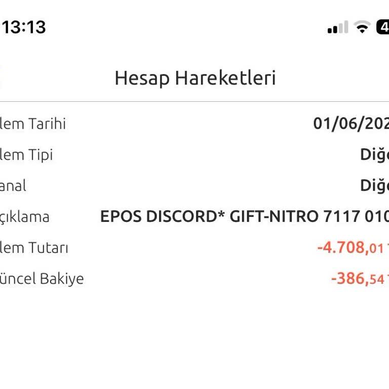 Yetkisiz 4.700 TL Discord Nitro Çekimi İçin Tam İade Talebi
