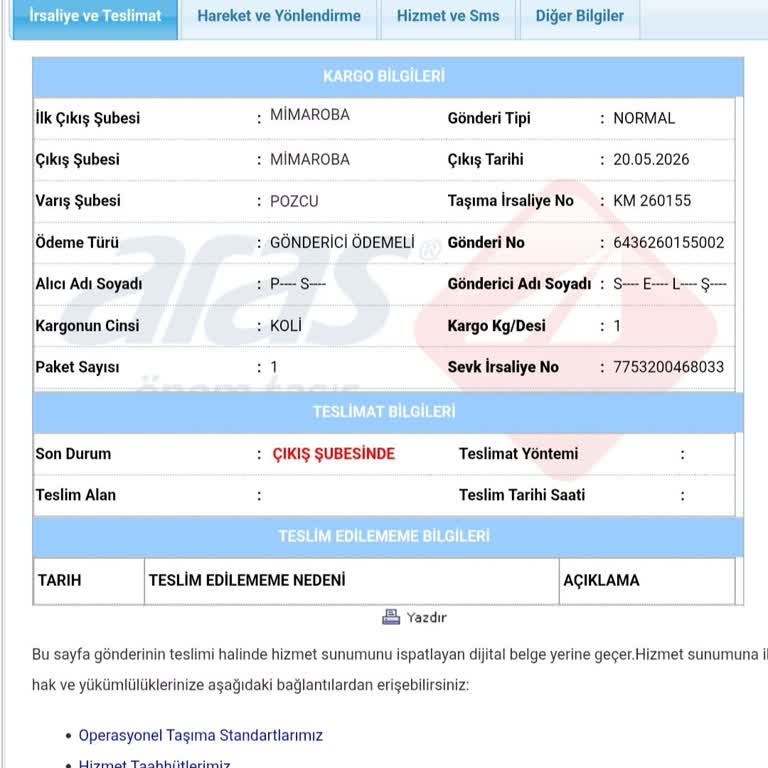 Mersin Aras Kargo Şubesinde Filtre Teslimatı Gecikmesi Ve İletişimsizlik