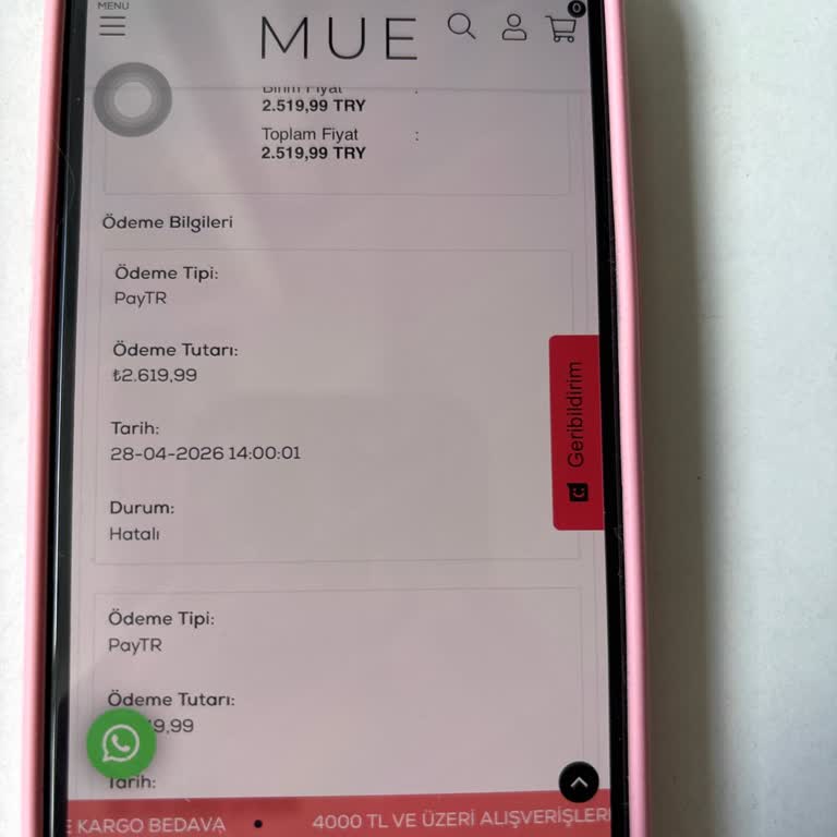 Ödenen 2.619 TL Ve Ürünüm Yok, Çözüm Talep Ediyorum