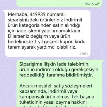 İndirimli Elbisemde İade Reddi WhatsApp Destek Hattı Yanıtsız