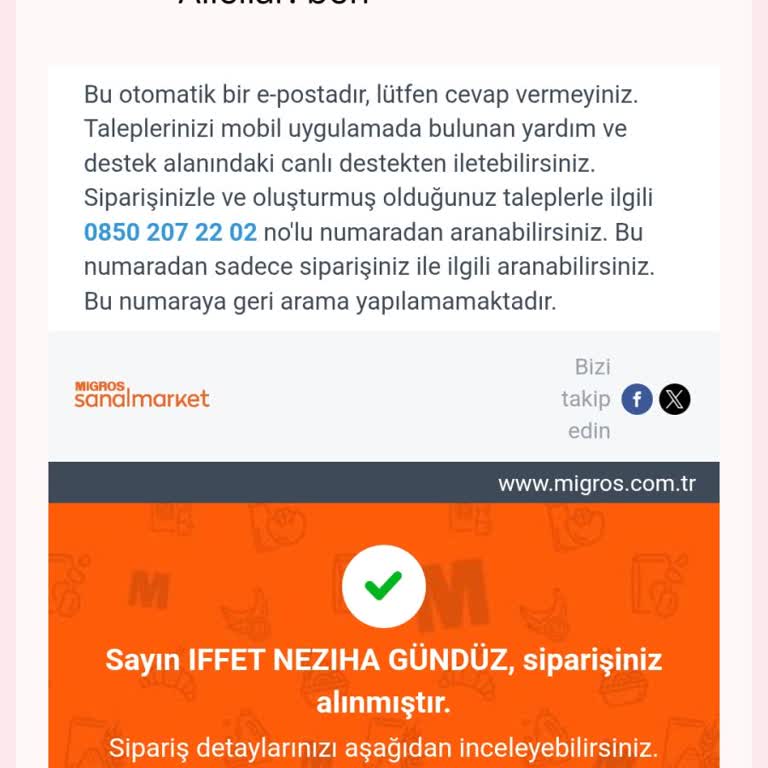 Migros Online Siparişte Eksik Ürün Ve Yanlış Poşet Ücretlendirmesi