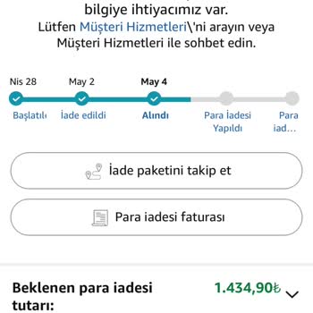 Amazon İadesi Gerçekleşmedi, Sistem Yanıltıcı Bilgi Veriyor
