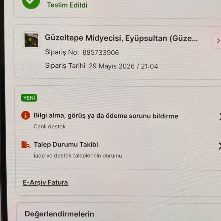 Migros Yemek Teslim Edilmemiş Midye Siparişi İçin 410 TL Ücretin Acil İadesi