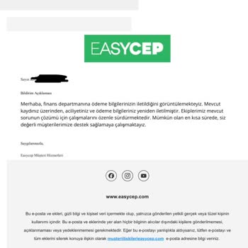 EasyCep’in Geri Ödeme Sözünü Tutmaması ve Yanıtsız Tutumu