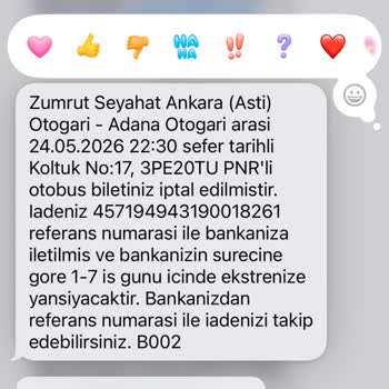 Zümrüt Turizm İptal Edilen Otobüs Bileti Ücretinin Gecikmeli İadesi Ve Bilgilendirme Talebi