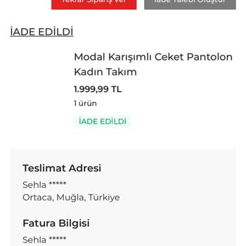 Tuba Ölmez Butik’ten Gönderilmeyen Ürün Ve 2.000 TL İadesi Yapılmadı