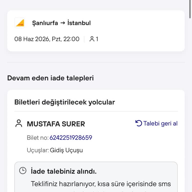 Turna.com Ve Pegasus'tan Bilet İptali Reddi Ve 1550 TL İade Talebi