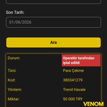 Venombet 70.350 TL Kazancım Haksızca Silindi Ve Çekimim Keyfi Olarak Reddedildi