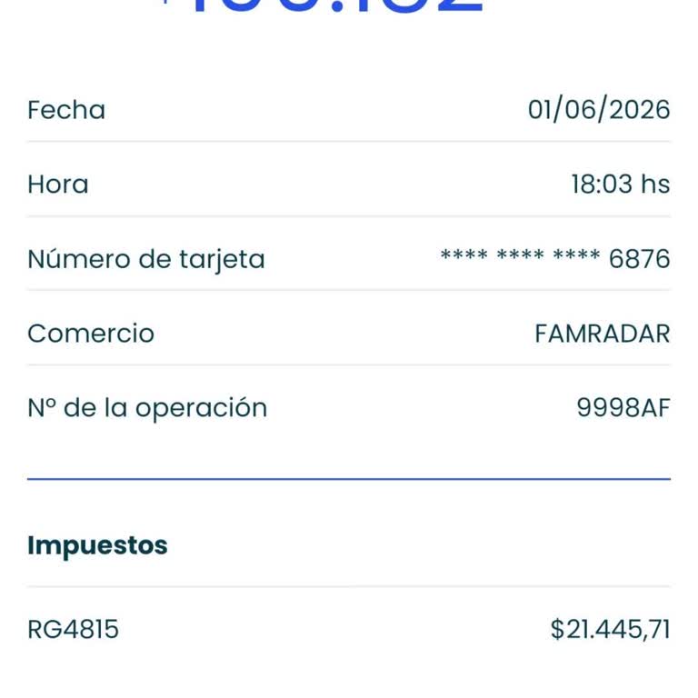 FamRadar realiza un cobro no reconocido desde Personal Pay, exijo reembolso
