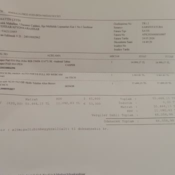 Afyon Vatan Bilgisayar’da Satın Alınan Casper Pad H10 Tabletin Donma Sorunu Ve Tam İade Talebi