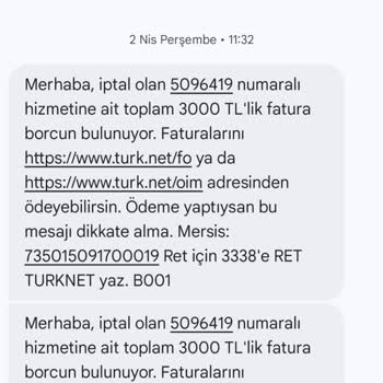 Kullanılmayan Abonelikten 3.000 TL Borç Ve Müşteri Hizmetlerine Ulaşılamama