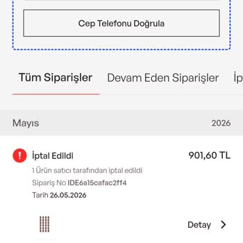 İdefix'ten Açıklama Almadan Sipariş İptali Ve Tekrar Gönderim Talebi