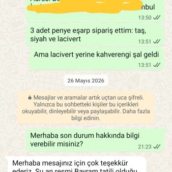 Yanlış Renk Eşarp Ve Cevapsız Geri Dönüş Şikayeti