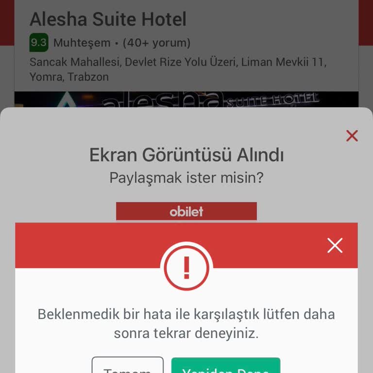 Obilet'te Otel Seçiminde Sürekli Yüklenme Sorunu