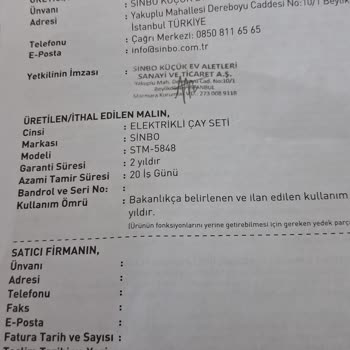 Garanti Altındaki Sinbo Çay Seti Isıtma Sorunu Ve Müşteri Hizmetleri İhmali