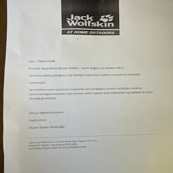 Jack Wolfskin Montum Kullanıcı Hatası Gibi Değerlendirildi Ve Değişim Yapılmadı