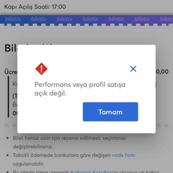 Biletix'te Ücretsiz Tarkan Bileti Alımında Sistem Hatası