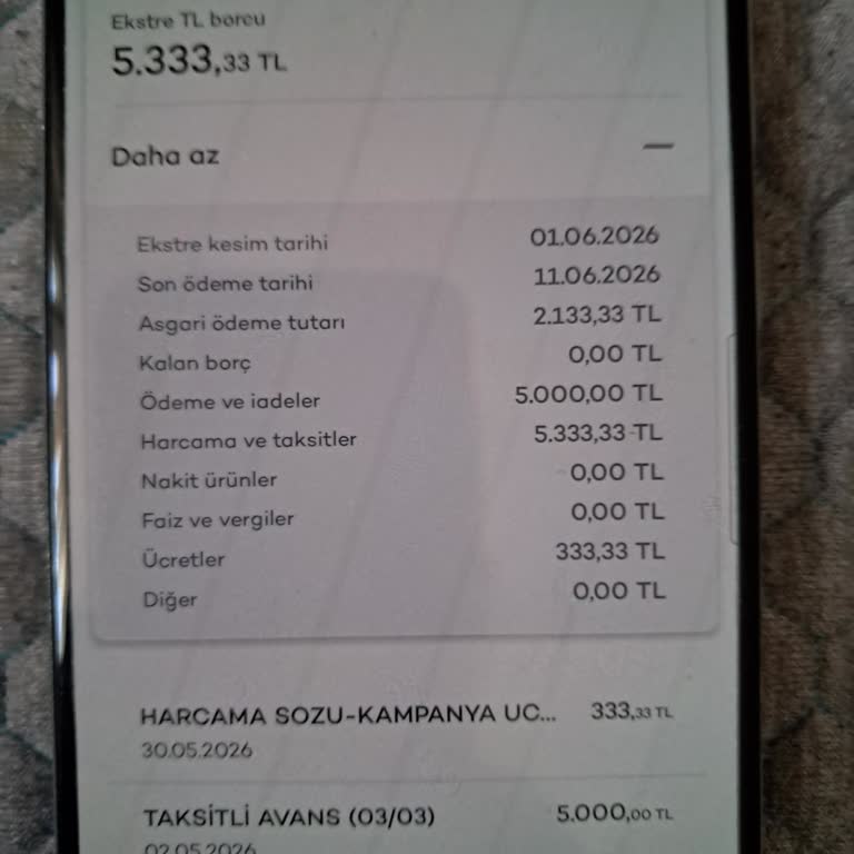 Ücretsiz Kartımda Yanlışlıkla 333 TL Ücret Yansıtıldı