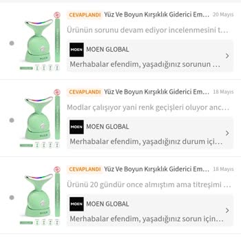 Moen Yüz Güzellik Cihazının Titreşim Özelliği Çalışmıyor, WhatsApp Desteği Yanıt Vermiyor