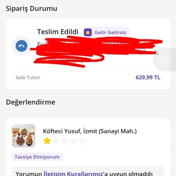 Akbank Yanlış Getir Yemek Siparişi Ve Kredi Kartı İadesi Sorunu