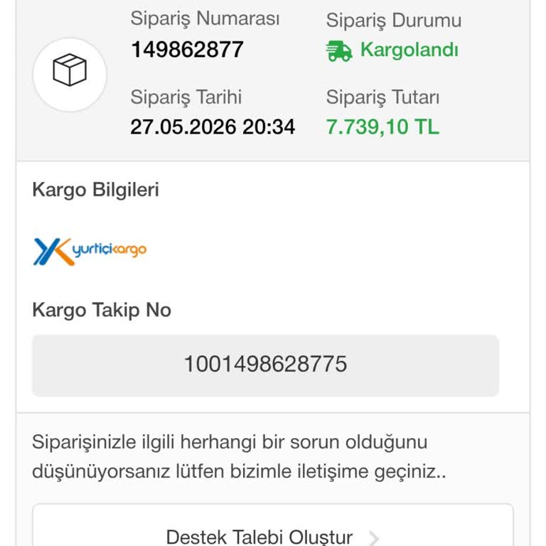 Latifa Kargo Bilgisi Bulunmuyor Ve 7.739 TL İadesi Talebi