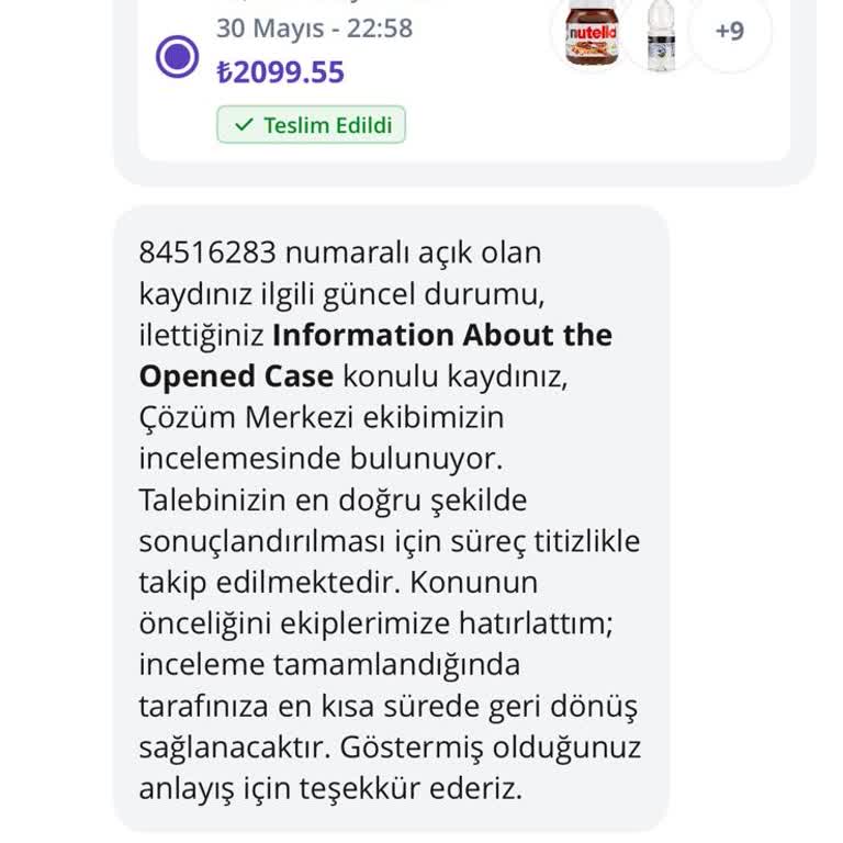 Teslim Edilmemiş Sipariş Teslim Edildi Olarak Gösterildi Ve Ücret Çekildi