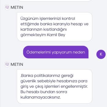 Kredi Kartım Açıklamasız Kapatıldı, Açıklama Ve Yeniden Açılma İstiyorum