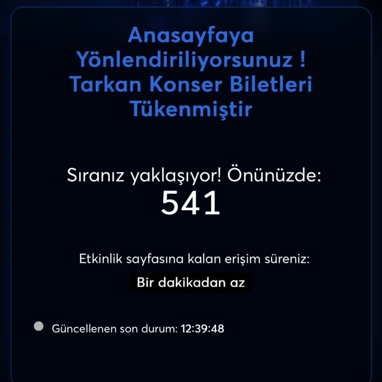 Ücretsiz Tarkan Bileti Satışı Sırasında 2 Saat Bekledim, Sistem Biletler Tükendi Dedi