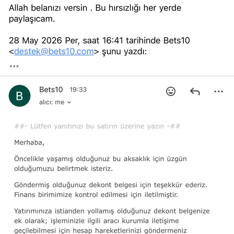 Bets10 Hesabına Yatırılan 10.000 TL Görünmüyor Ve Müşteri Hizmetleri Saygısız