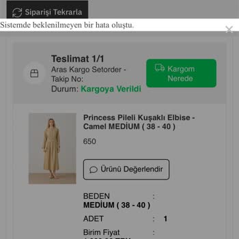 Kargo Bildirimi Yanlış, Ürün Gönderilmedi Ve Tam İade Talep Ediyorum